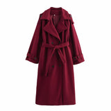 BSK&TRAF Women's Clothing 2025 Winter New Commuter Style Simple With Belt Double Buckle Coat