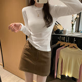 Spring 2025 New Design Pure Desire Long-Sleeved Shirt Women Can Wear The Shoulder To Repair T-Shirt Top