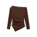 Autumn New Asymmetrical Elastic Repair Fashion Blouse 3644328