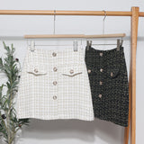 Small Scented Coarse Flowers, The Short Skirt 2025 Autumn And Winter Korean Version Of The Small Man A-Word Bag Hip Lattice Half-Dress 8891