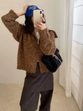 Korean Version Of Casual Collar Double Zipper Knitted Cardigan Women's Autumn And Winter New Retro Easy Thick Coat