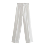 Summer New Straight High-Rise Thin Solid-Colored Slacks 2761048