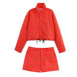 2026 New Summer Simple Wave Point Loose Coat + Body-Repair Shorts Set