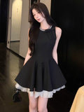 Thousand Gold Style Small Black Dress Dress Women's Summer High-End Birthday Party Dress Skinless Waistcoat Dress