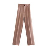 Summer New Straight High-Rise Thin Solid-Colored Slacks 2761048