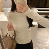 2026 Early Spring European Small Shirt In Autumn And Winter With Long-Sleeved T-Shirts Female Hautein Temperament Solid-Colored Cashmeet Bottom Shirt