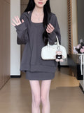 Early Autumn Han Wears A Suit In Early Autumn 2026 New Women's Casual Jersey Hanging Neck Vest Skirt Two Sets