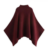 Autumn And Winter New Asymmetric Half-High Collar Knitted Cloak Coat 3739027