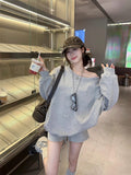 Lazy Gray Casual Sports Suit Women's Autumn 2026 New High-End Sleeve Shorts Two-Piece Set