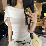 Lyselle Tiansi Collar Shawl Short-Sleeved T-Shirt For Women 2026 Summer New Unique Beautiful Miu T-Shirt