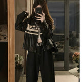 Vintage Embroidered Leather Coat Women's Clothing 2025 New Autumn Casual Jacket Fat MM Meat Cover Thin Top