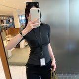 Korean Wearing Oat Color Mid-Sleeve T-Shirt Women's Early Summer 2026 New Explosive Dress Half-High Five-Sleeve Top