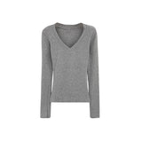 2026 Early Spring Sweet And Spicy Into The Autumn Thread Hot Mother V Collar Slimming Inside T-Shirt Woman's New Design Feel Top
