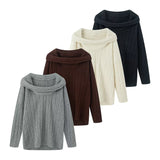 BSK&TRAF Women's Women's Women's New Autumn 2025 Senior Lazy-Word Individual Knitted Sleeve Sweater