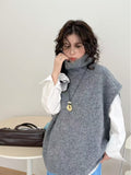 Korean High-Collar Knitted Vest Vest Women 2026 Autumn And Winter New Lazy Wind Loose Thick Horse Lame Dress