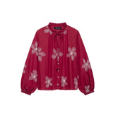 Spring New Embroidery Decoration Loose-Fitting Long-Sleeved Shirt 3564066671