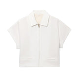Spring 2025 New Women's Collar Short-Sleeved Short Coat Straight Trousers 8491053 8491054