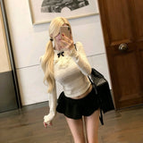 Pure Babes Korean Lace Long-Sleeved Jersey Women's Autumn And Winter Small Blouses Sweet