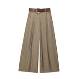 Autumn Women's Fashion With Belt Silk And Taut Leg Trousers 3533556