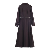 Autumn New With Belt Shirt Long-Sleeved Flute Dress