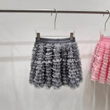 Large-Size Women's Clothing Sweet Mesh Cake Skirt Women's Year Fat Slim Thin Tight Waist Half-Dressed Fat Sister