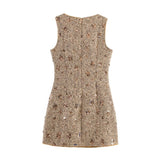 BSK&TRAF Women's Clothing 2025 Autumn New Coat French Small Scent Style Bead Design Dress