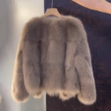 2025 Autumn And Winter New Fur Coat Korean Version Of Leisure Artificial Fur Coat Round Collar Long-Sleeved Loose Coat