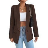 Explosion Women's Casual Fashion Loose Solid Color Temperament Commuting Collar Jacket Suit Spring And Autumn Coat