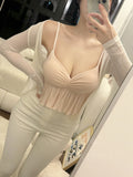 2025 Summer New Blouse Pure Hottie Vest Lotus Side Slings In Korea