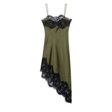 BSK&TRAF Women's Winter 2025 New Fashion Asymmetric Lace Slace Dress 4772113