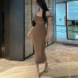 Autumn New Temperament Collar Shoulder High-Rise Dress Han Tight-Up Braided Slings Hanging Skirt