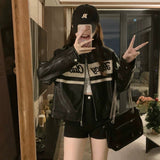 Vintage Embroidered Leather Coat Women's Clothing 2025 New Autumn Casual Jacket Fat MM Meat Cover Thin Top