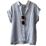 2026 Summer High-End Blue Short-Sleeved Shirt Women's Summer Commute Wearing Shirt Small Sleeveless Sleeveless Top Sense