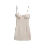 Pure Wind With Chest Cushions With Skirt Femininity Small Retro Waist Tight Bottom Hottie Short Skirt