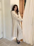 French Languid Knitting Two Sets Of Female Long Over Knee Sweater Slings With Dress Set