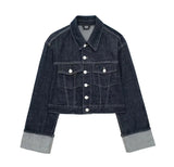 New Women's Rolled Sleeves Jeans Jacket 6045206 Rolled Trousers In Fall 2025