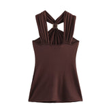 Women's Dress Women's Gold Trim Hanging Neck Knitting Top
