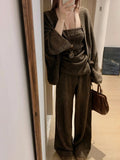 Sweater Set With A Set Of Women's Autumn And Winter New Lazy Loose Knitted Cardigan Temperament Three-Piece Set