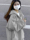 Ins Super Fire Jacket Women Autumn And Winter Oversize Hooded Thin Coat Korean Version Of The Loose Lazy Shirt Top