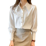 White Shirt Women's Spring Korean Version Of Fashion Chiffon Small Quality Temperament Thin Chiffon Shirt Small Fragrant Long Sleeve