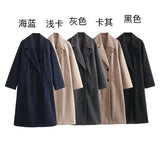 Autumn New Soft Double Buckle Dress Loose Coat 3046269