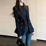 French High-End Double-Dled Blazer Women's Spring And Autumn New A Gas Field Strong Commuter Suit Top