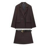 Autumn New Shoulder-Push-Fitted Suit 8925515 With Belt Skirt 1478223