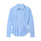 Spring New Temperament Design Collar Folding Folding Tidling Shirt 260016