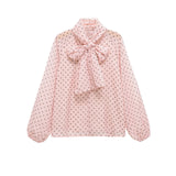 Autumn New Bow Ornament Wave Dot Printing Shirt 1165237