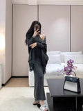 French Temperament Lazy Knitting Two Sets Of Women's Autumn And Winter New Loose Cassette Shawl Vest Vest Dress Suit