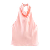 2025 Summer New Silk Hysm Texture Hanging Neck Dress 3203317 Vatry Dress 3210317