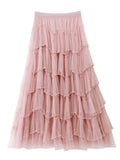 Heavy Industry Nail Pearl Cake Dress Net Yarn Half-Dress Woman 2025 New Super Fairy Long Mid-Rise Ponpong Dress
