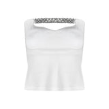 2025 Hot Girls Black Chest Pure Desire Simple Vest Female Wind Diamond Chain To Close The Bottom Korean Version Of The Top