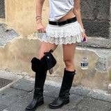 Ballet Style Base Solid Color Low-Rise White Lace Cake Skirt Thin Dance Skirt